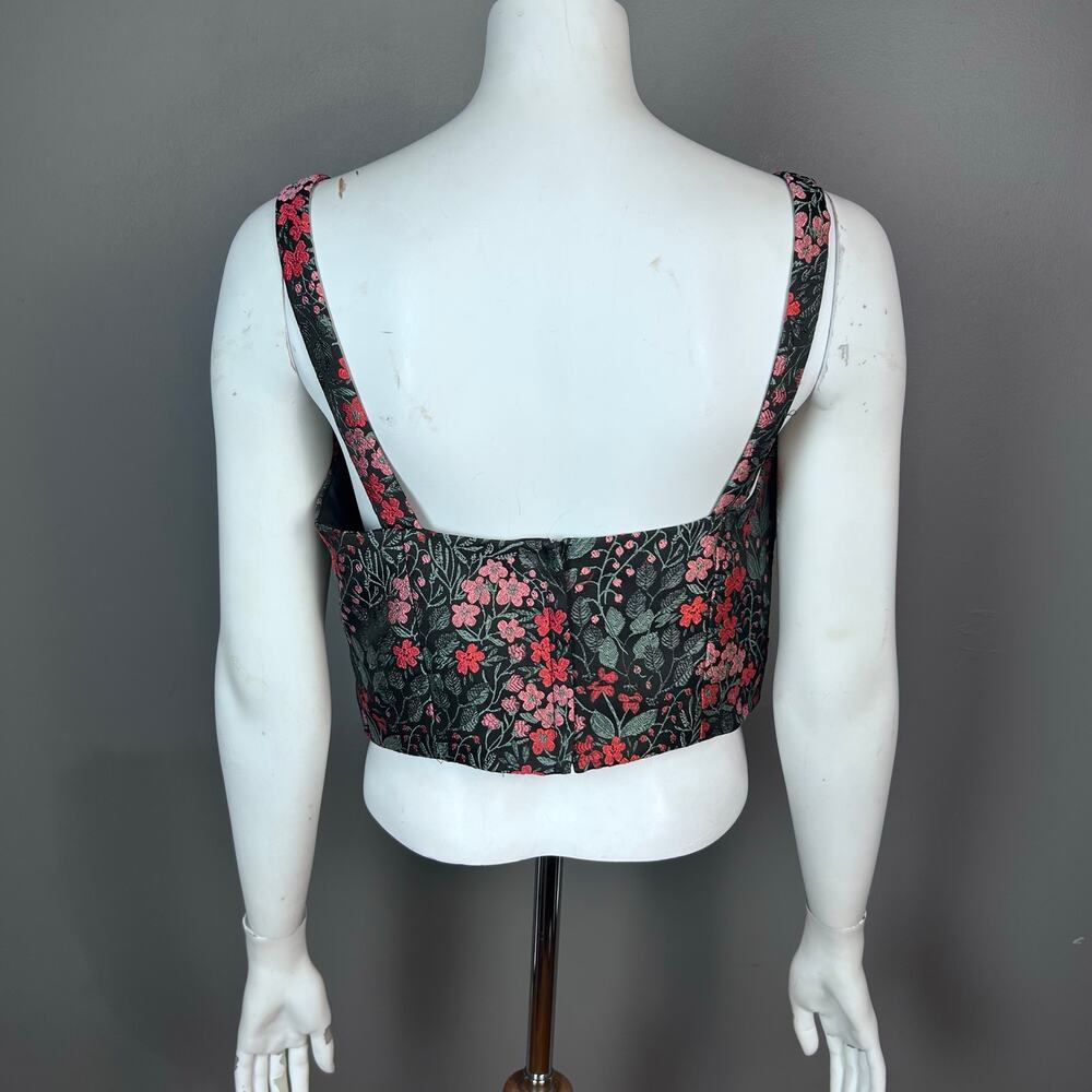 Anthropologie Hutch corset top size 8 jacquard floral bralette black metallic - Picture 5 of 7